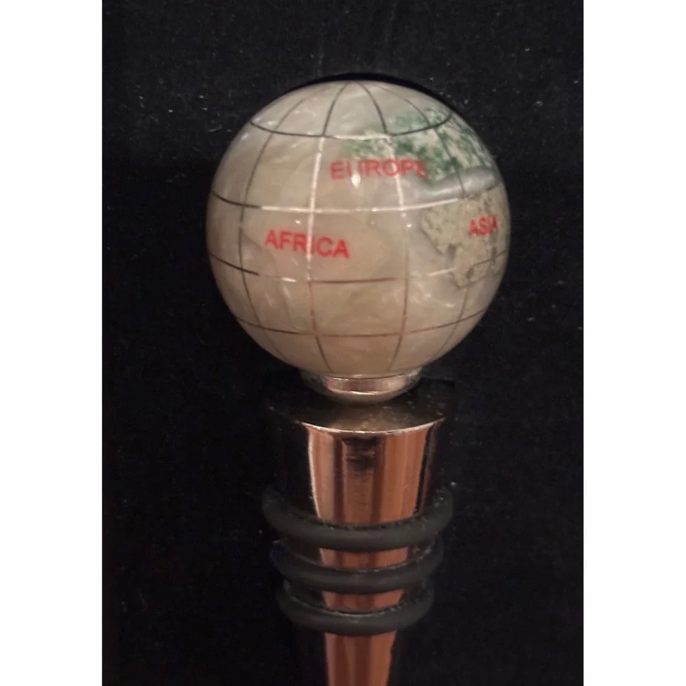 Vintage Gemstone Globe Wine Bottle Stoppers Set of 3 with Wood Gift Box